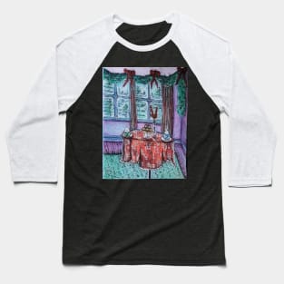 Winter's Delight: Cozy Home Interior Baseball T-Shirt